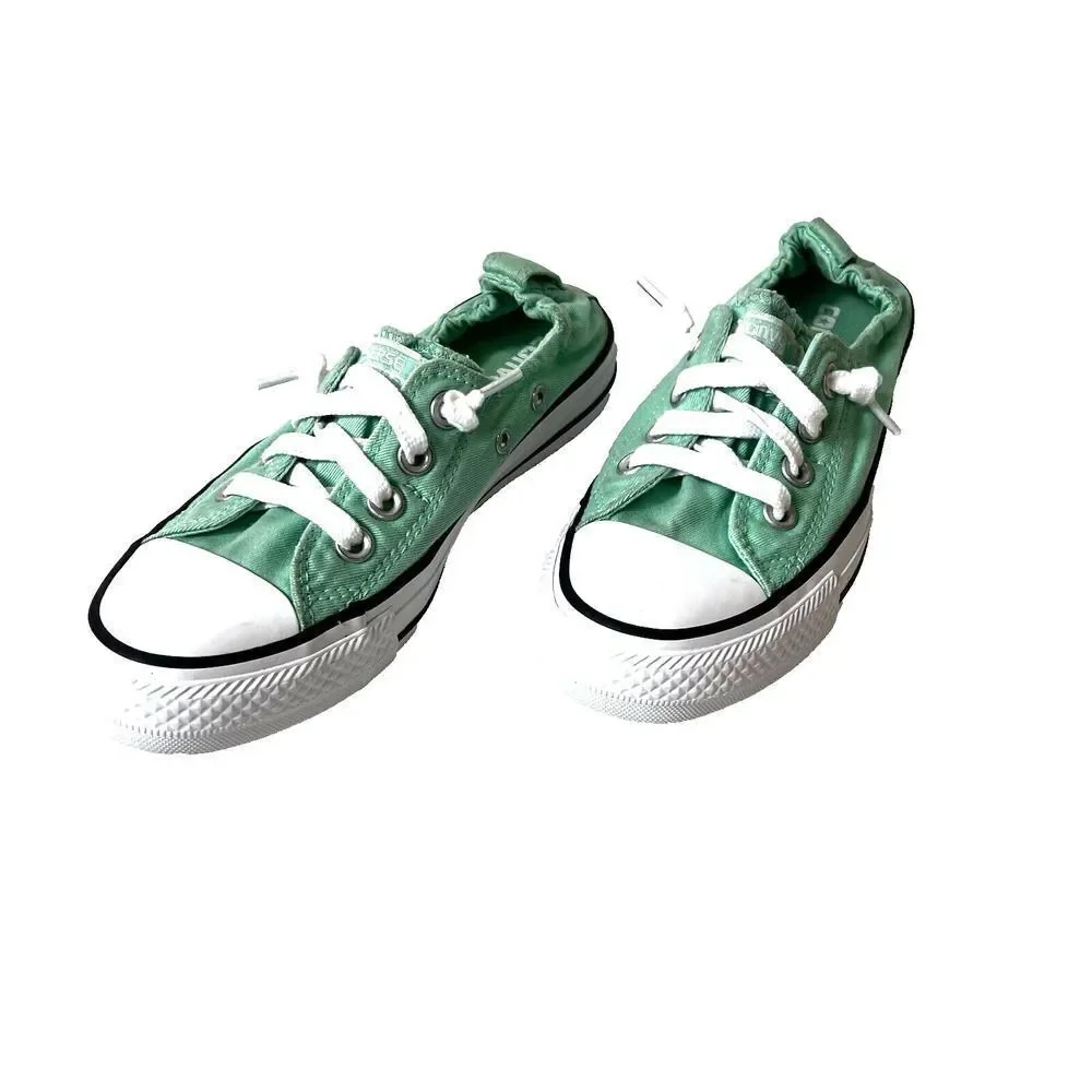 Converse Chuck Taylor All Star Low Top Green Canvas Shoe Women Sz 5 Stretch Back